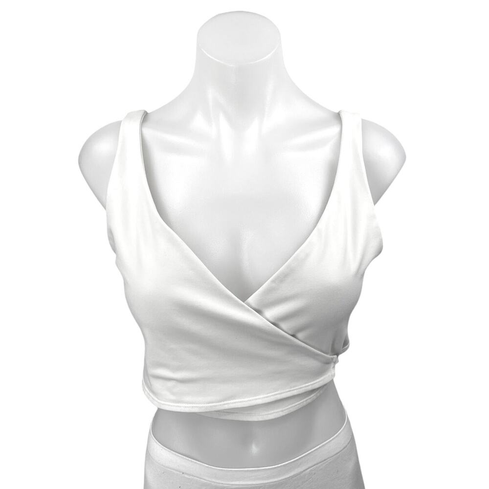 Abercrombie & Fitch White Sleeveless V Neck Wrap Cami Camisole Tank Crop Top S